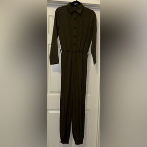 Gritty Soul Me So Army Green Jumpsuit with Elastic Waist